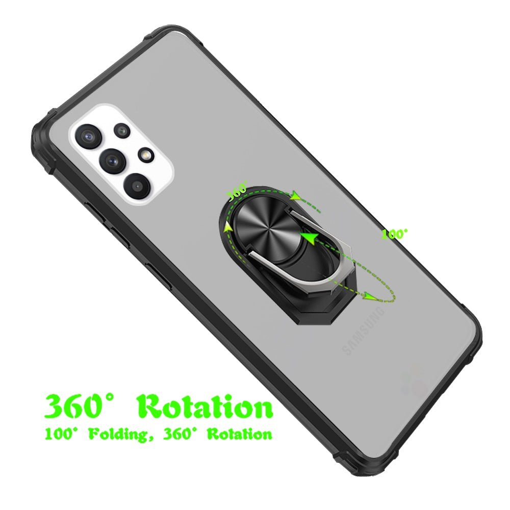 For Samsung Galaxy A33 5G Clear Silicone Shockproof Hybrid Protection Cover Transparent TPU with Magnetic Ring Kickstand  Phone Case Cover