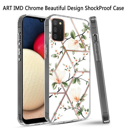 For Samsung Galaxy A02S Fashion Art Floral IMD Design Beautiful Flower Pattern Hybrid Protective Hard PC Rubber TPU Slim Back  Phone Case Cover