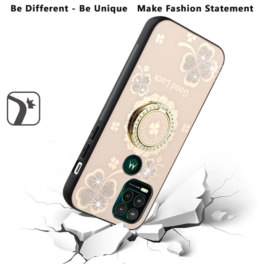 For Motorola Moto G Stylus 2022 4G Diamond Bling Sparkly Glitter Ornaments Engraving Hybrid Ring Stand Fashion  Phone Case Cover