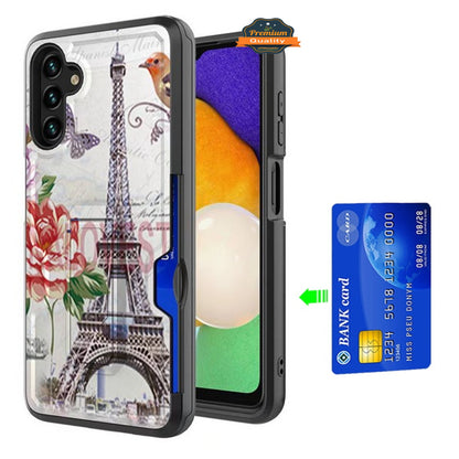 For Samsung Galaxy A13 5G Hidden Wallet Credit Card Slots with Kickstand Back Design Fashion Hybrid Shockproof Hard  Phone Case Cover