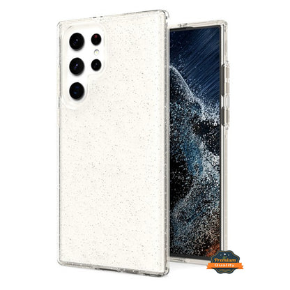 For Samsung Galaxy S22 Ultra Glitter Sparkle Bling Shiny Thin Ultra Slim Hybrid Shockproof Rubber Silicone Soft TPU Gel Protective  Phone Case Cover