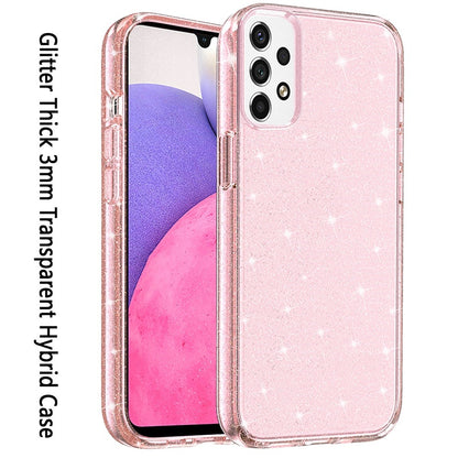 For Samsung Galaxy A33 5G Transparent Crystal Glitter Shiny Sparkle Bling TPU Rubber Hard PC Hybrid Armor Frame Shockproof  Phone Case Cover