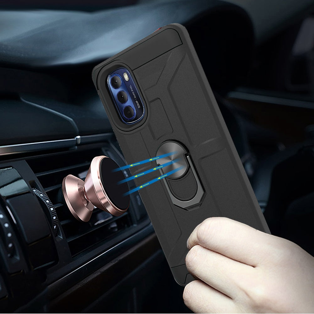 For Motorola Moto G Stylus 2022 4G Hybrid Cases with Stand Kickstand Ring Holder [360° Rotating] Armor Dual Layer Work  Phone Case Cover