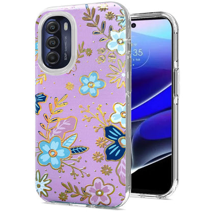 For Motorola Moto G Stylus 5G 2022 Stylish Gold Layer Design Hybrid Rubber TPU Hard PC Shockproof Rugged Slim  Phone Case Cover