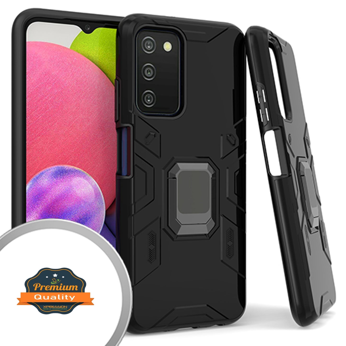 For Samsung Galaxy A53 5G Hybrid Heavy Duty Armor Protective Bumper with 360° Degree Ring Holder Kickstand [Military-Grade]  Phone Case Cover