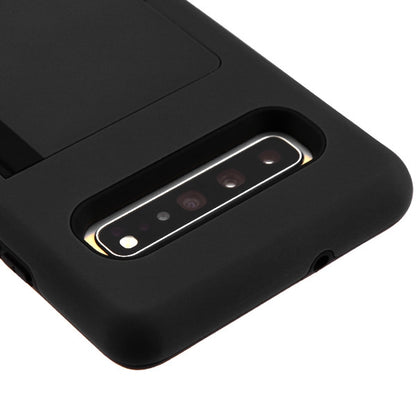 For Samsung Galaxy S10 5G (6.7") Credit Card Wallet Back Storage Invisible Pocket Dual Layer Hard PC TPU Hybrid Protective Black Phone Case Cover