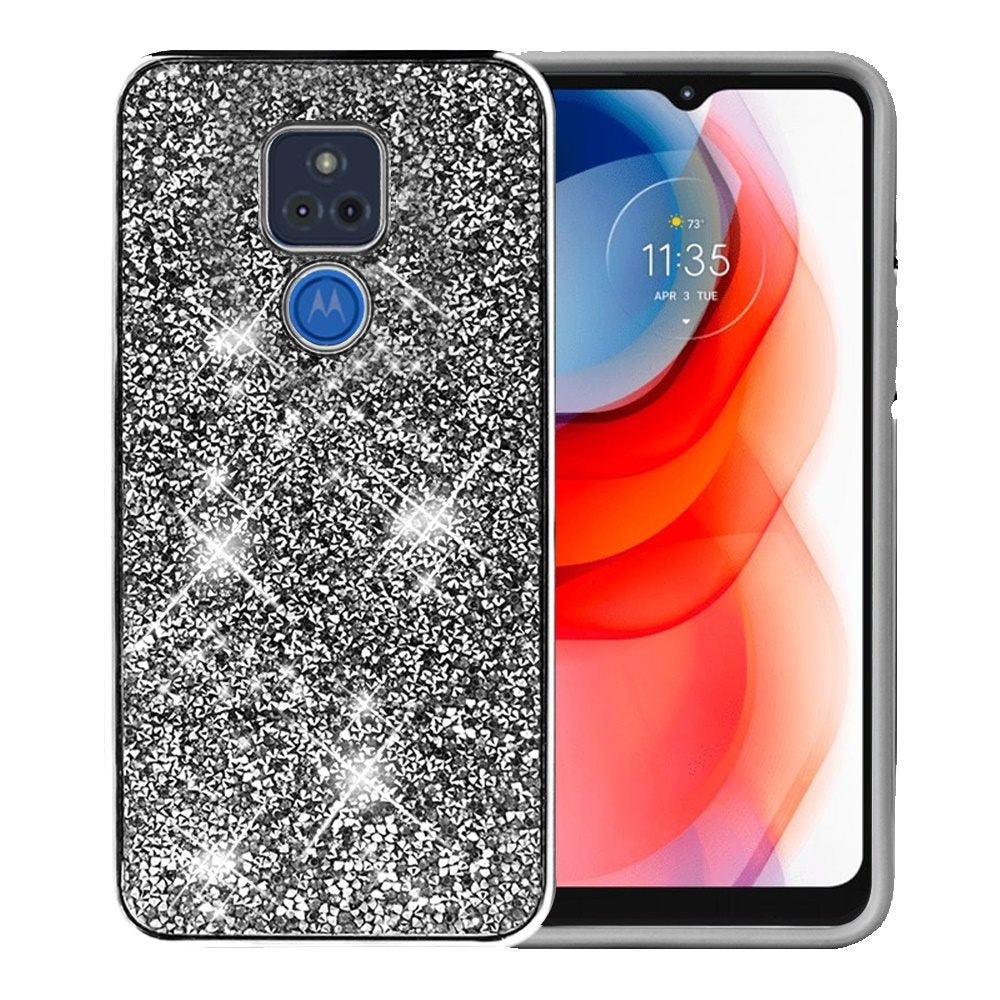 For Apple iPhone 13 Pro Max (6.7") Bling Rhinestone Diamond Shiny Glitter Hybrid Bumper Dual Layer Defender Rugged Shell Hard PC Soft TPU Rubber Protective  Phone Case Cover