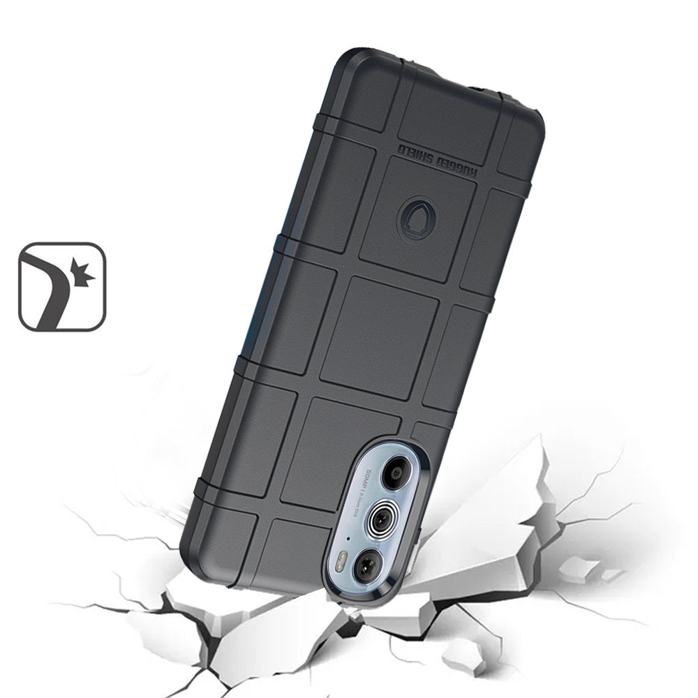 For Motorola Edge+ 2022 /Edge Plus Rugged Shield Hybrid TPU Thick Rough Armor Tactical Matte Grip Silicone Texture  Phone Case Cover