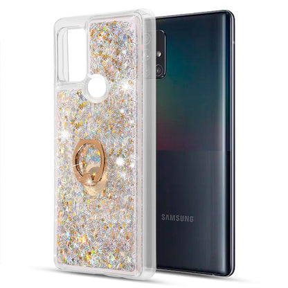 For Motorola Moto G Pure Hybrid Bling Liquid Quicksand Glittering Sparkle TPU Rubber PC with Ring Stand Holder Kickstand  Phone Case Cover