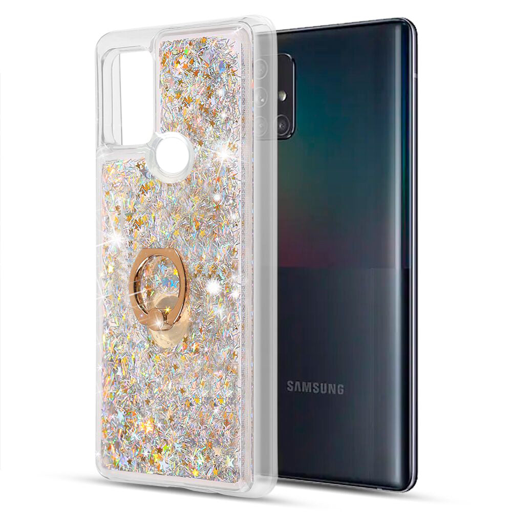 For Motorola Moto G Pure Hybrid Bling Liquid Quicksand Glittering Sparkle TPU Rubber PC with Ring Stand Holder Kickstand  Phone Case Cover