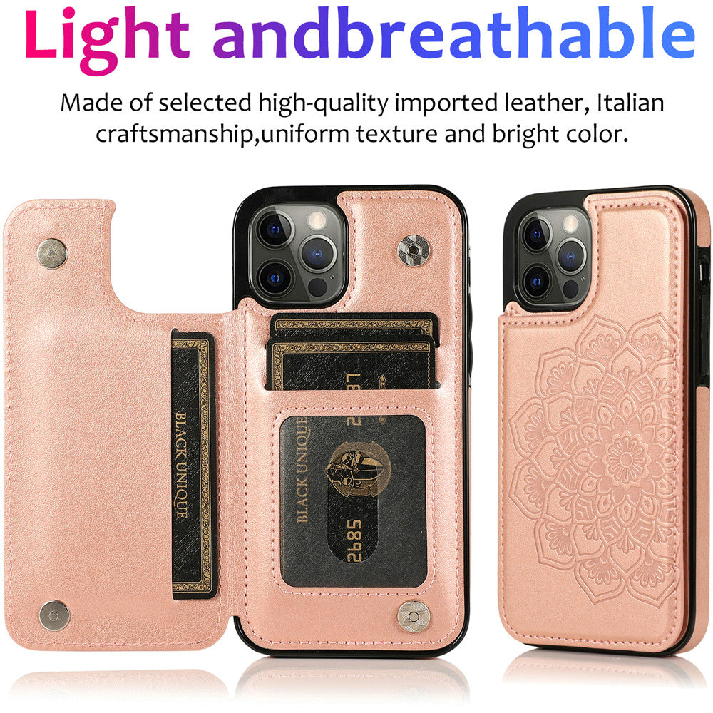 For Apple iPhone 13 Pro Max 6.7" Wallet PU Leather [Two Magnetic Clasp] [Card Slots] Stand Durable Back Storage Flip  Phone Case Cover