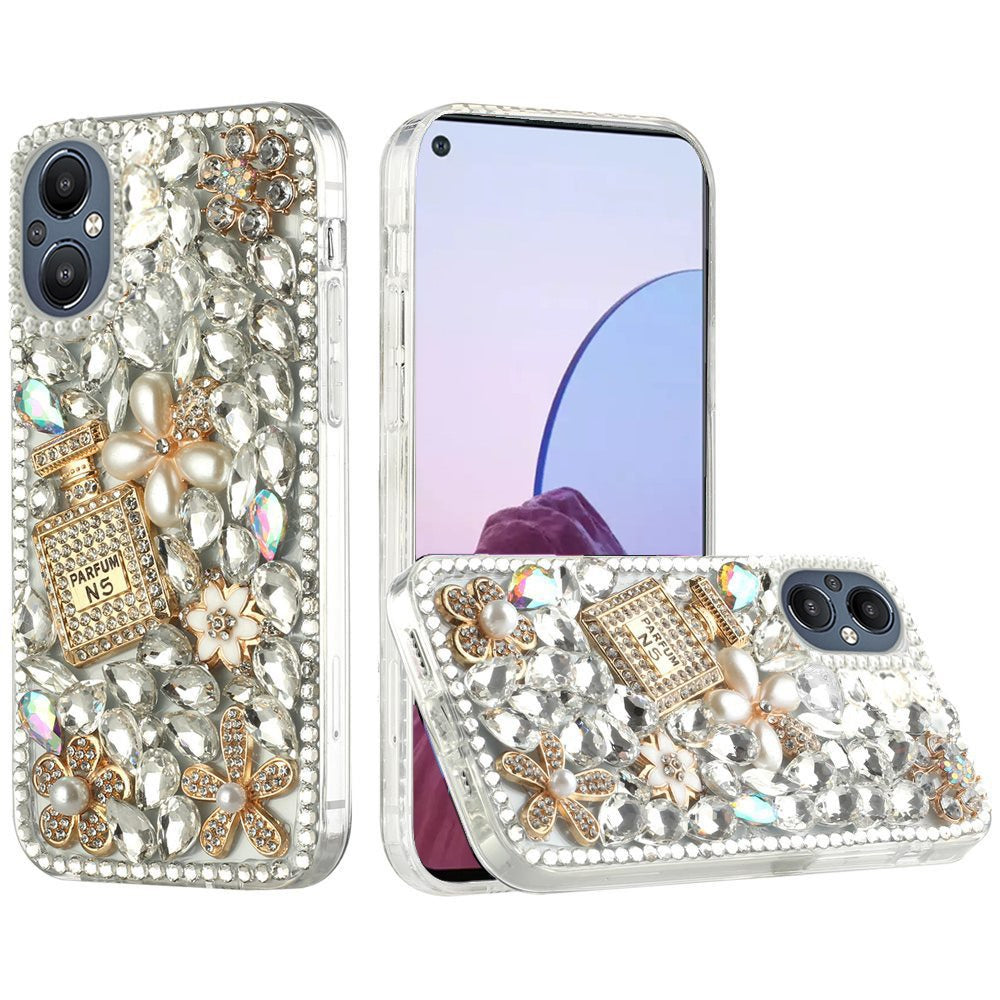 For OnePlus Nord N20 5G Bling Clear Crystal 3D Full Diamonds Luxury Sparkle Transparent Rhinestone Hybrid Protective  Phone Case Cover
