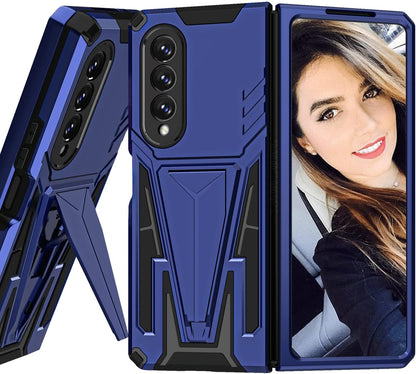 For Samsung Galaxy Z Fold 4 5G Hybrid Armor Rugged with Kickstand, Supports Magnetic Car Mount Dual Layer Hard PC  Phone Case Cover