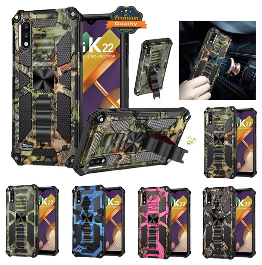 For Samsung Galaxy S22 Hybrid Camouflage [Military Grade] Rugged Kickstand Protective Fit Magnetic Car Mount Stand  Phone Case Cover