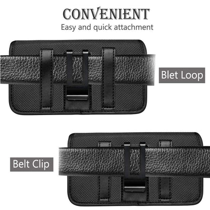 For Nokia C200 Pouch Case Universal Horizontal Canvas with Belt Clip Loop Holster Military Grade Cell Phone Holder Cover [Black]