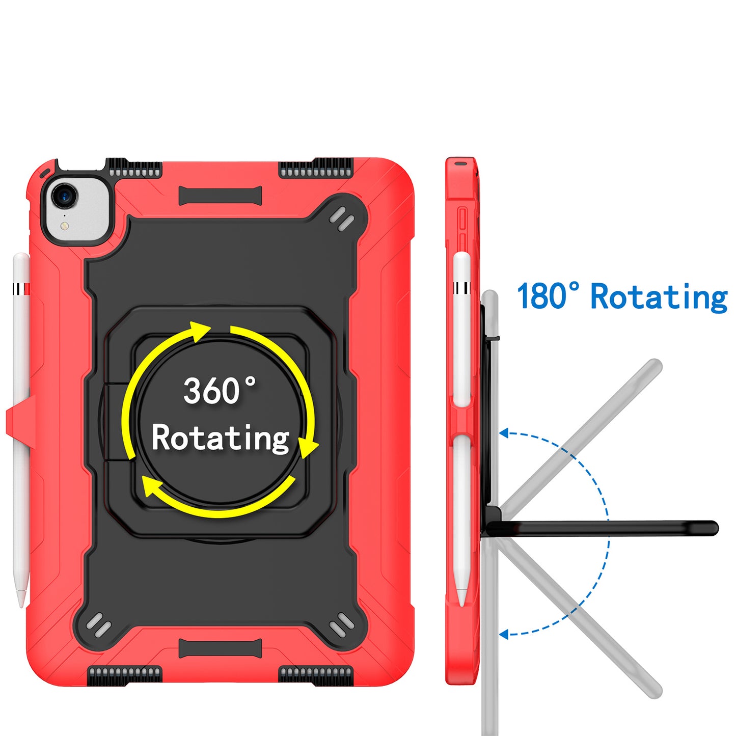 Case for Apple iPad Air 4 / iPad Air 5 / iPad Pro (11 inch) Tough Hybrid Armor 3in1 with 360 Degree Rotating Kickstand & Shoulder Strap Shockproof Red / Black Tablet Cover