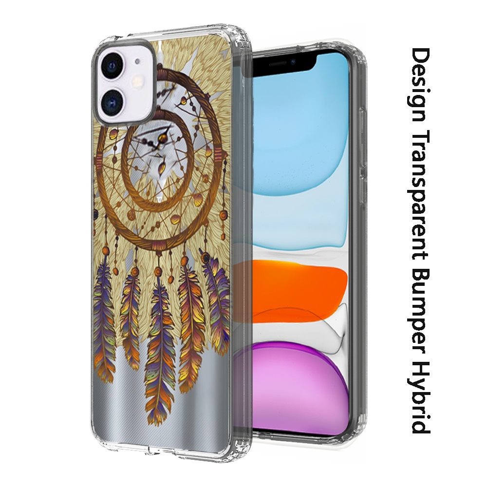 For Apple iPhone 13 Pro (6.1") Fashion Hybrid Design Image Transparent Rubber TPU Protector Thin Shell Back PC Armor  Phone Case Cover