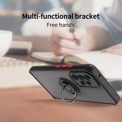 For Samsung Galaxy A53 5G Hybrid Frosted Protector Ring Holder Stand Kickstand Heavy Duty Rugged Bumper with Camera Black Phone Case Cover