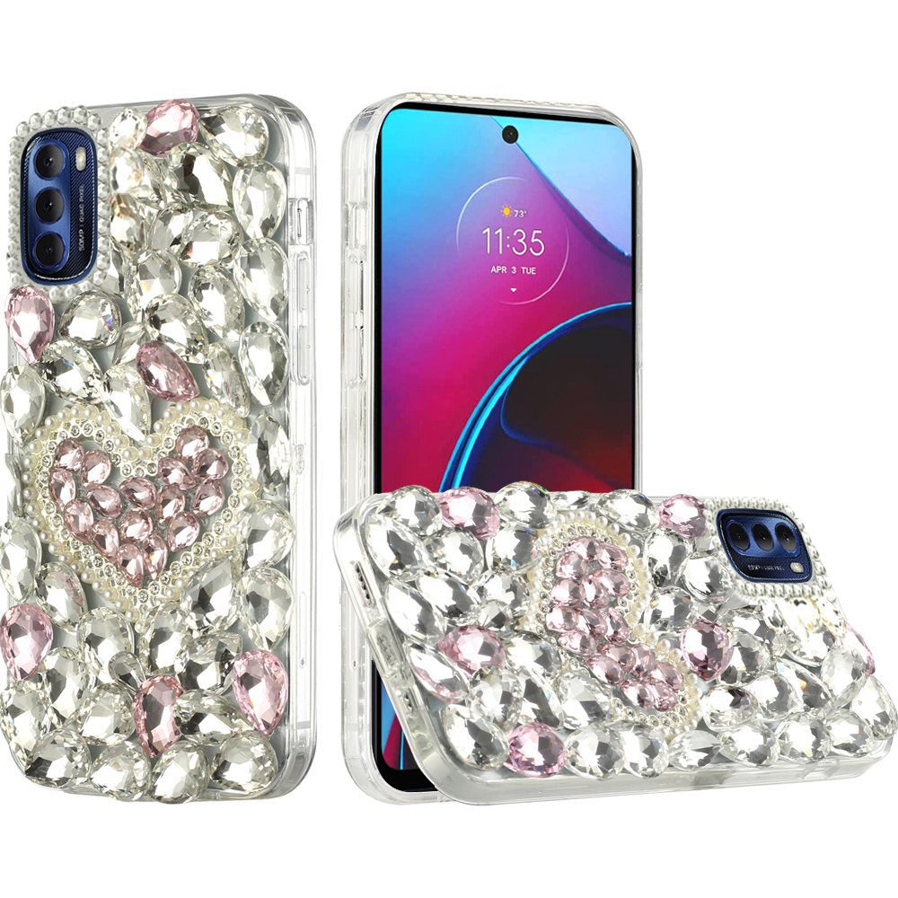 For Motorola Moto G Stylus 2022 4G Bling Clear Crystal 3D Full Diamonds Luxury Sparkle Rhinestone Hybrid  Phone Case Cover