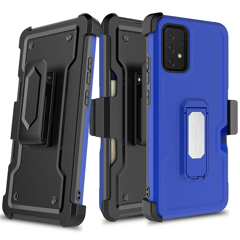 For Samsung Galaxy A53 5G Armor Belt Clip with Credit Card Holder, Holster, Kickstand Protective Heavy Duty Body Hybrid  Phone Case Cover