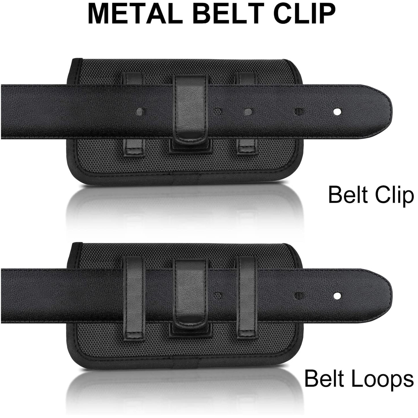 For Nokia C200 Nylon Canvas Fabric Waist Belt Holster Horizontal Pouch Holds Large Phone Works with Thick Cases Universal Cover [Black]