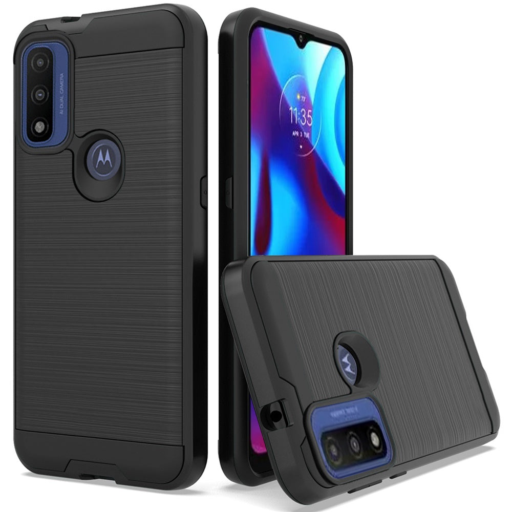 For Motorola Moto G Power 2022 Hybrid Rugged Brushed Metallic Design [Soft TPU + Hard PC] Dual Layer Shockproof Armor Slim  Phone Case Cover