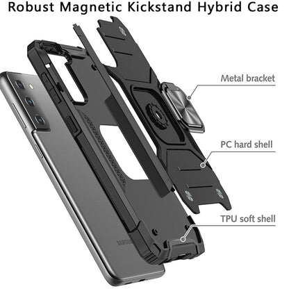 For Samsung Galaxy S22 /Plus Ultra Armor Hybrid with Ring Holder Kickstand Shockproof Heavy-Duty Durable Rugged Dual Layer  Phone Case Cover