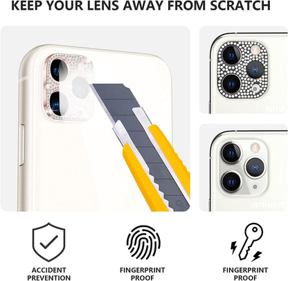 For Apple iPhone 14 (6.1") Camera Lens Zinc Alloy With Diamond Bling Glitter Lens Protective Camera Decoration Black