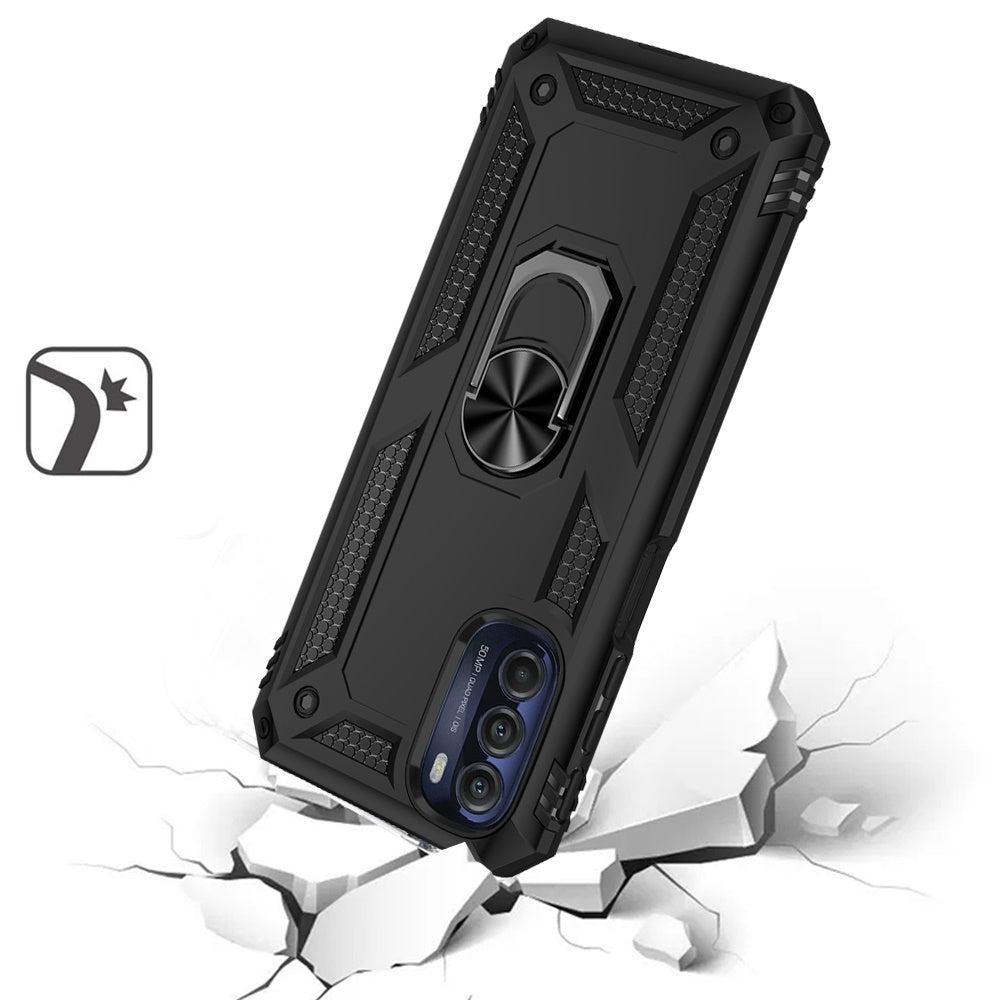 For Motorola Moto G 5G 2022 Military Grade Heavy Duty Dual Layers Shockproof Hybrid Protection with Ring Kickstand  Phone Case Cover