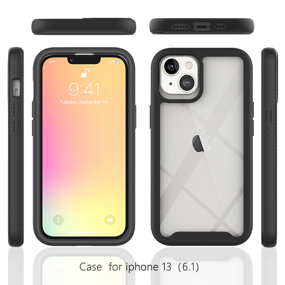 For Apple iPhone 13 /Pro Max Mini Hybrid Clear Shockproof Dual Layer Protection Hard Rugged PC and Soft TPU Silicone Bumper Frame Back  Phone Case Cover