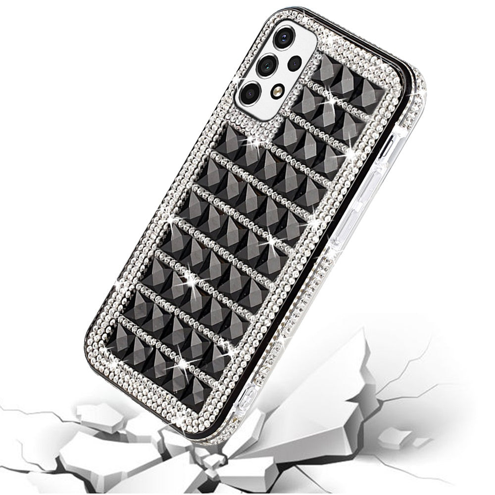 For Samsung Galaxy A33 5G Luxury 3D Bling Diamonds Rhinestone Jeweled Shiny Crystal Hybrid TPU Bumper Hard PC  Phone Case Cover