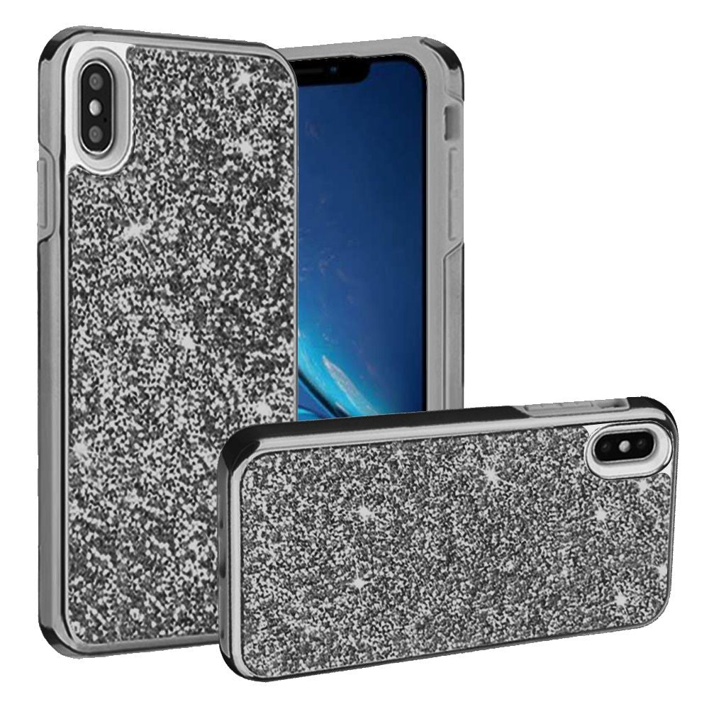 For Apple iPhone XR Bling Rhinestone Diamond Shiny Glitter Hybrid Dual Layer Defender Rugged Hard PC TPU Rubber Protective  Phone Case Cover