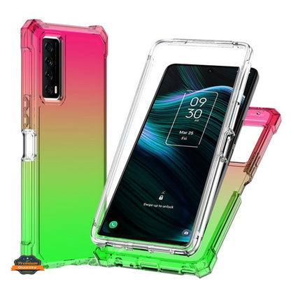 For TCL Stylus 5G Hybrid 2in1 Front Bumper Frame Cover Square Edge Shockproof Soft TPU + Hard PC Anti-Slip Heavy Duty  Phone Case Cover