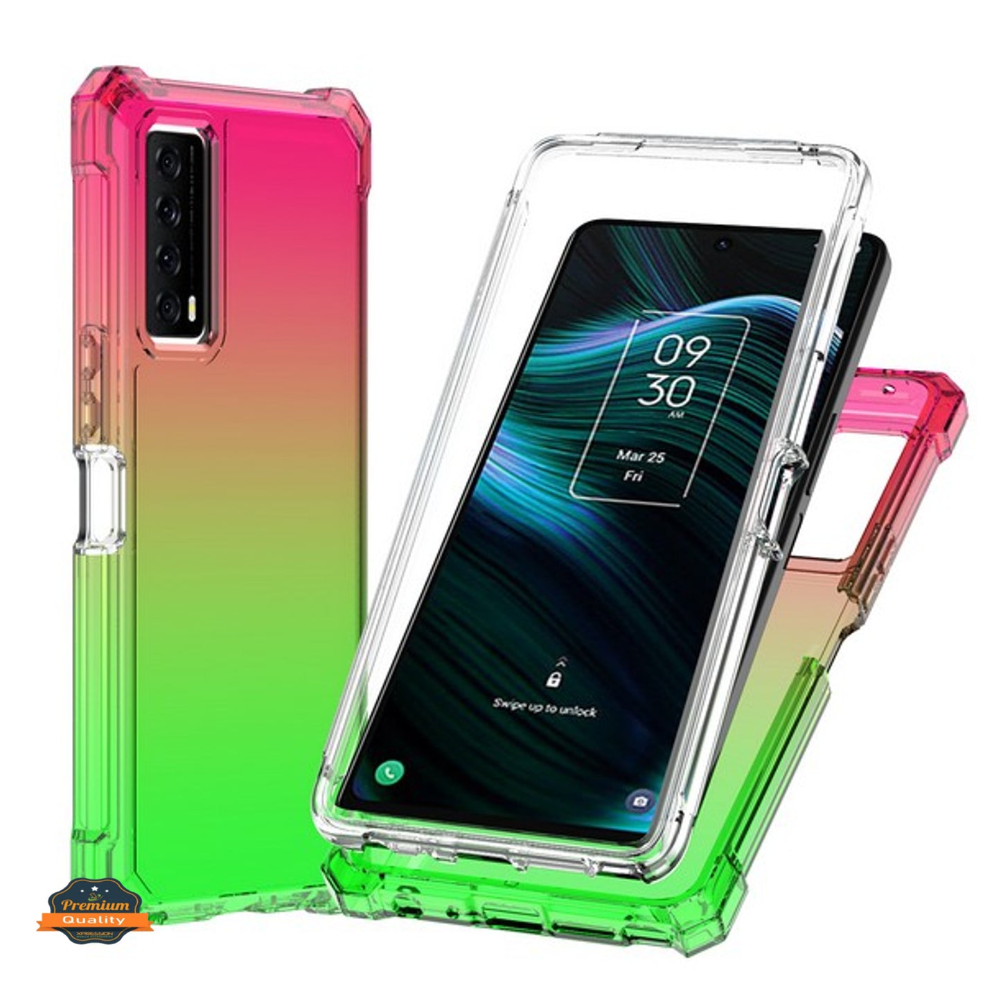 For TCL Stylus 5G Hybrid 2in1 Front Bumper Frame Cover Square Edge Shockproof Soft TPU + Hard PC Anti-Slip Heavy Duty  Phone Case Cover