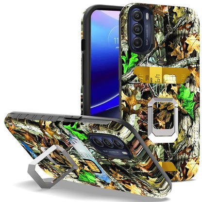 For Motorola Moto G Stylus 5G 2022 Stylish Wallet Case with Credit Card Holder & Magnetic Kickstand Ring Hybrid Armor  Phone Case Cover