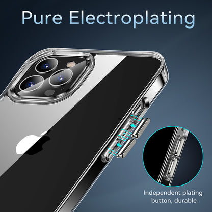 For Apple iPhone 13 Mini (5.4") Hybrid HD Crystal Clear Hard PC Back Gummy TPU Frame Slim Thin Fit with Chromed Buttons Transparent Phone Case Cover
