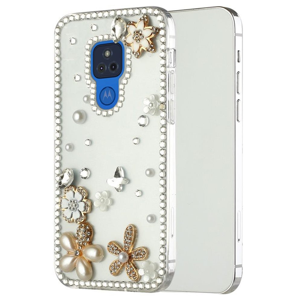 For Samsung Galaxy S21 Ultra Bling Clear Crystal 3D Full Diamonds Luxury Sparkle Rhinestone Hybrid Protective White Flower Butterfly Phone Case Cover