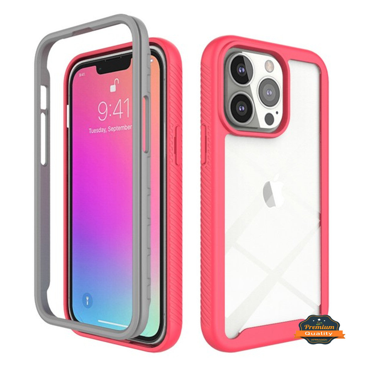 For Apple iPhone 14 /Pro Max Armor Slim Hybrid Double Layer Hard PC + TPU Transparent Back Rugged Shockproof  Phone Case Cover