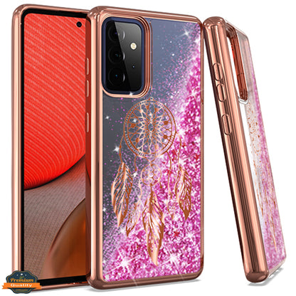 For Apple iPhone 14 (6.1") Quicksand Liquid Glitter Bling Flowing Sparkle Fashion Hybrid TPU and Chrome Plating Hard  Phone Case Cover