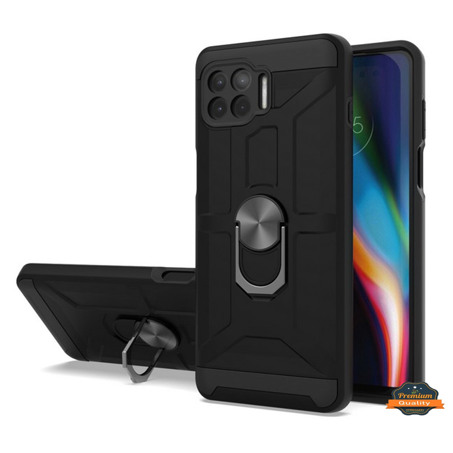 For Motorola Moto One 5G, Moto G 5G Plus Hybrid Ring Stand [360° Rotatable Ring Holder Magnetic Kickstand] Armor Shockproof  Phone Case Cover