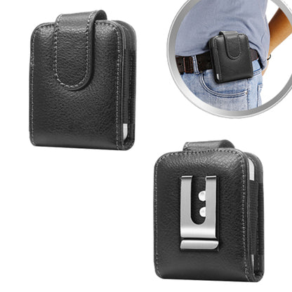 For Samsung Galaxy Z Flip 4 5G / Z Flip 3 Phone Pouch PU Leather Waist Belt Clip Loop Holster Carrying Case Black Phone Case Cover