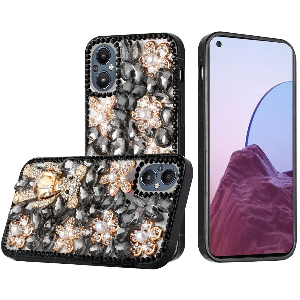 For OnePlus Nord N20 5G Bling Clear Crystal 3D Full Diamonds Luxury Sparkle Transparent Rhinestone Hybrid Protective  Phone Case Cover