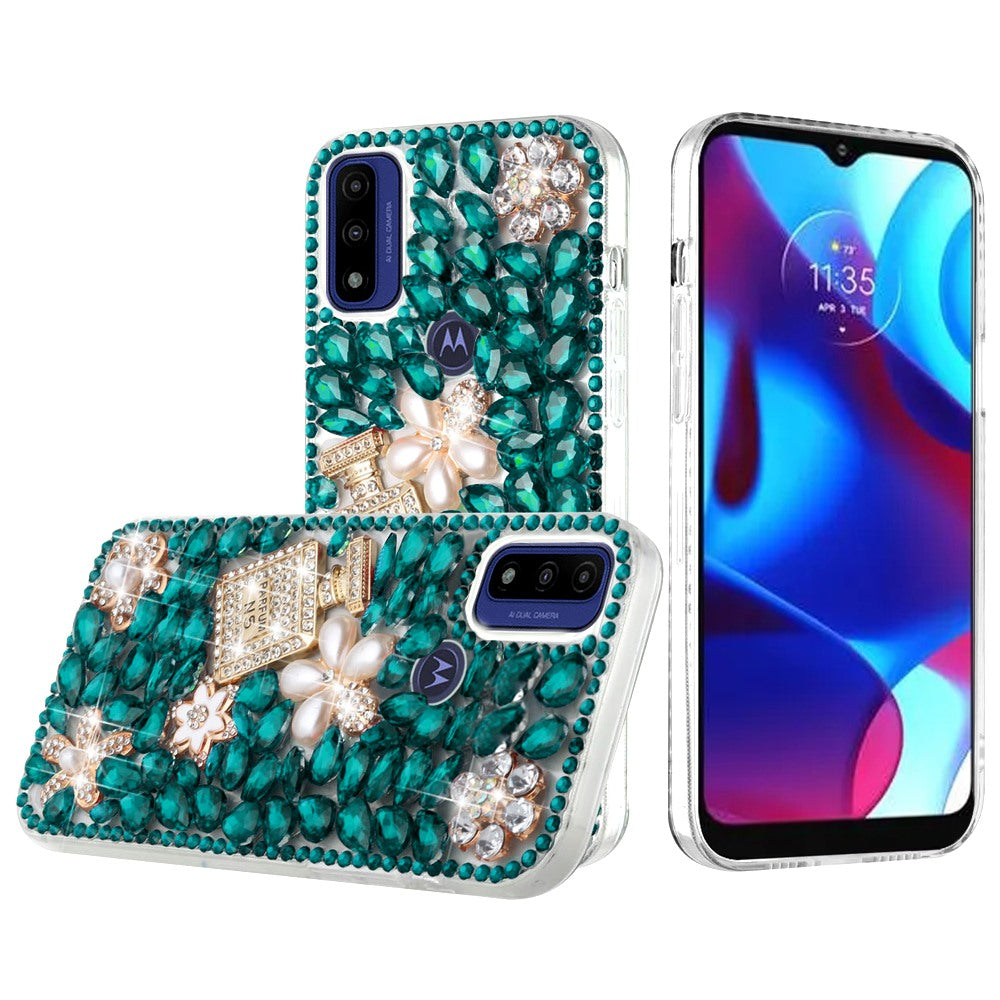 For Motorola Moto G Pure Bling Clear Crystal 3D Full Diamonds Luxury Sparkle Transparent Rhinestone Hybrid Bumper  Phone Case Cover