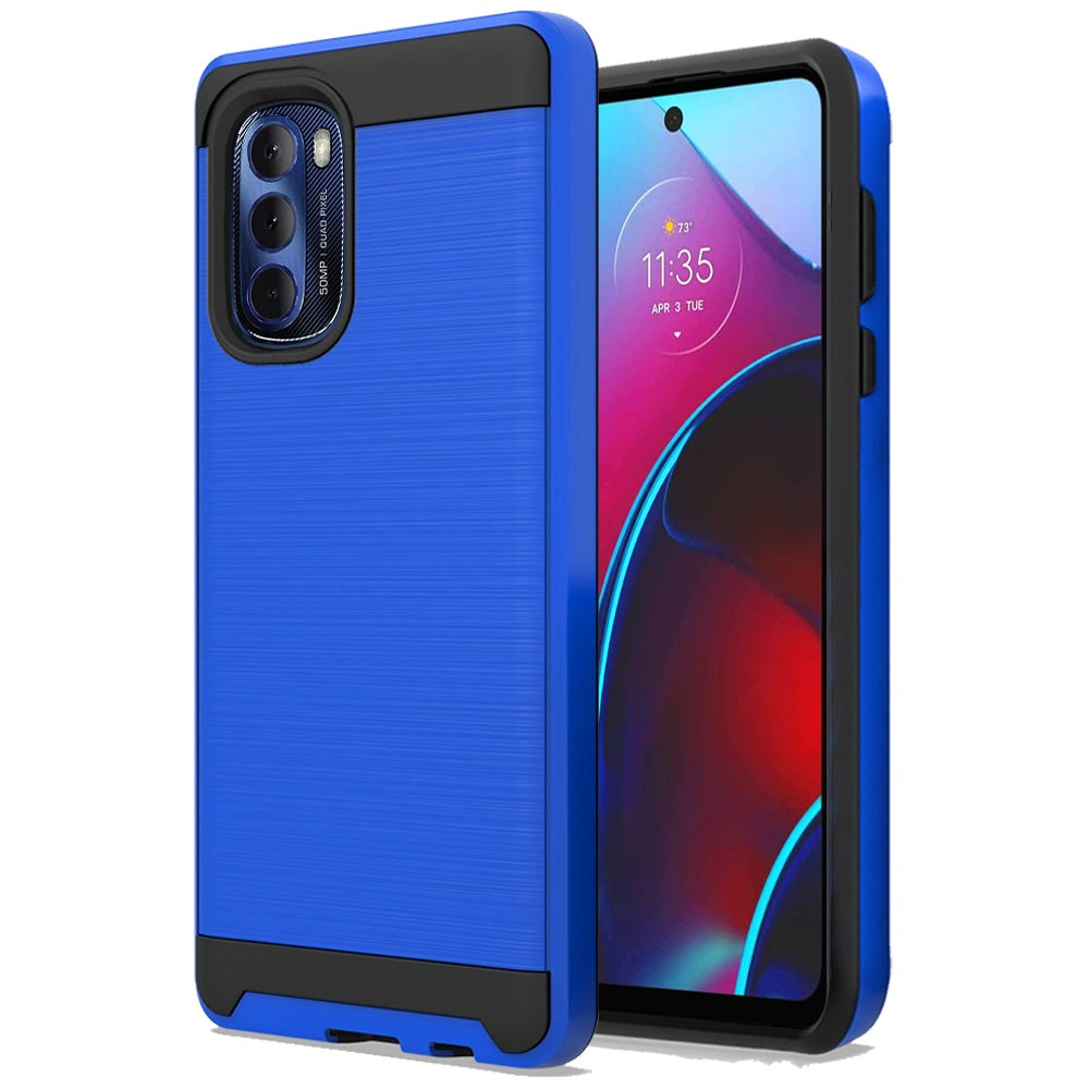 For Motorola Moto G Stylus 2022 4G Hybrid Rugged Brushed Metallic Design [TPU + Hard PC] Dual Layer Shockproof Armor  Phone Case Cover