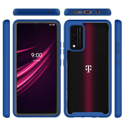 For Motorola Moto G 5G UW (Verizon) Clear Dual Layer Tuff Rugged Bumper Frame Heavy Duty Hybrid Shockproof Rubber TPU Defender Blue Phone Case Cover