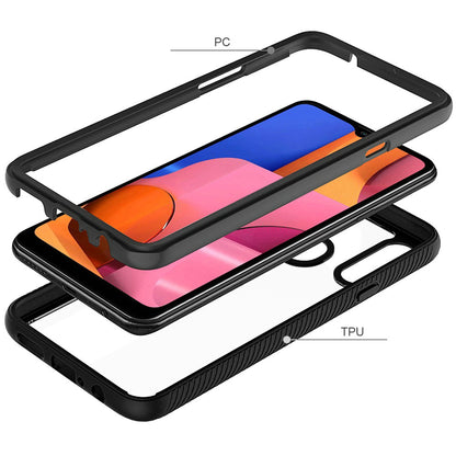 For Samsung Galaxy A02s Clear Dual Layer Rugged Bumper Frame Heavy Duty Hybrid Shockproof Rubber TPU Full Body Defender  Phone Case Cover