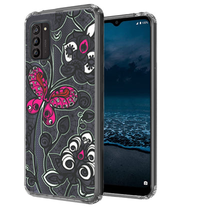 For Nokia G100 4G Pattern Fashion Design Ultra Thin Clear Hybrid Rubber Gummy TPU Grip + Hard PC Back Shockproof  Phone Case Cover