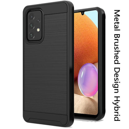 For Samsung Galaxy A32 4G Hybrid Rugged Brushed Metallic Design [Soft TPU + Hard PC] Dual Layer Shockproof Armor Impact Slim  Phone Case Cover