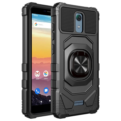 For Cricket Vision 3 Full-Body 2in1 Magnetic Car Mount Metal Ring Holder Kickstand Heavy Duty Hybrid Armor Defender  Phone Case Cover