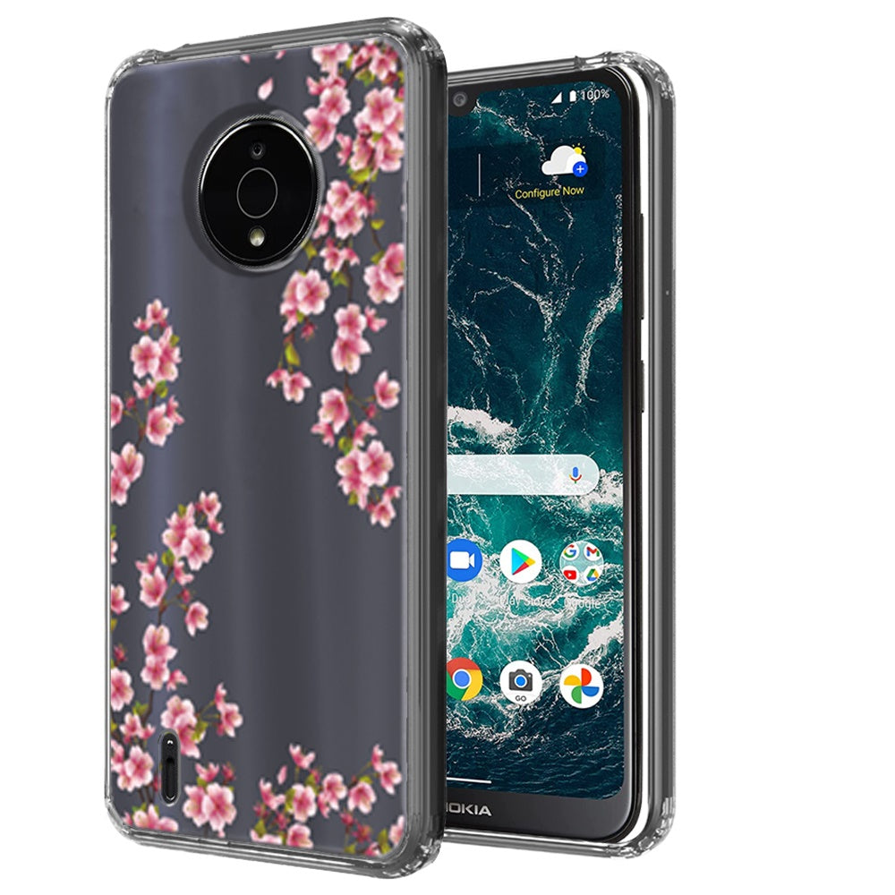 For Nokia C200 Pattern Fashion Design Ultra Thin Clear Hybrid Rubber Gummy TPU Grip + Hard PC Back Shockproof  Phone Case Cover